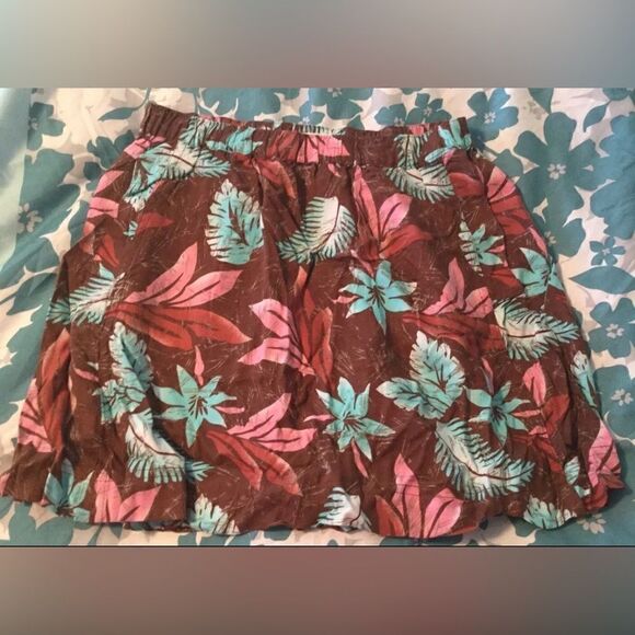 Forever 21 I Love H81 Womens Juniors Hawaiian Floral Mini Skirt - size M - Picture 3 of 3